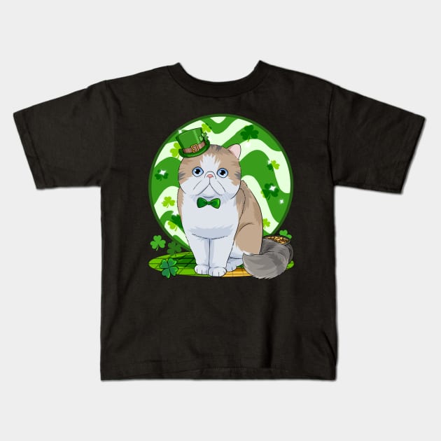 Exotic Shorthair Cat St. Patricks Day Irish Leprechaun Kids T-Shirt by Noseking